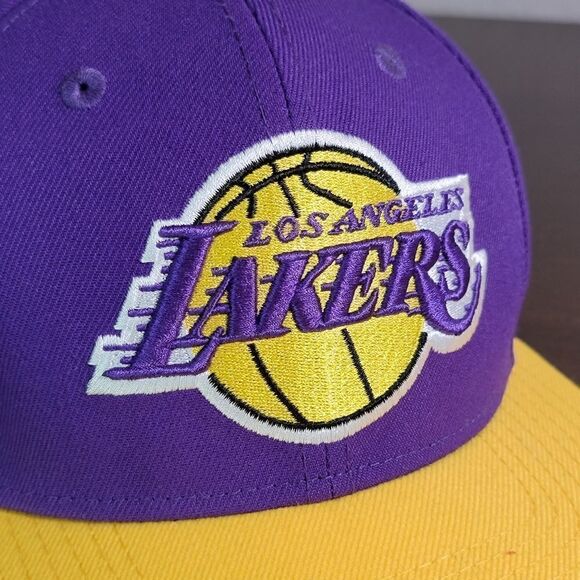 New Era NBA Los Angeles Lakers Purple Gold Snapback Hat Baseball Cap Kobe LeBron - Picture 5 of 11